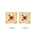 wholesale 18K metal fashion commuter style minimalist geometric ruby full-cut diamond earrings-0-4