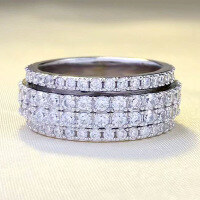 wholesale S925 Silver Zhuofan New Rotating Round Diamond Sliding Ring, Luxurious and Versatile-R807 White Diamond No.9