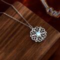 wholesale S925 Silver Cross-Border Best-Selling Lotus Pendant Necklace for Women, Versatile European and American Fashion Moonstone Choker Accessory-0-2