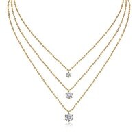 Metal French Three-Layer Long Layered Necklace for Women, Summer Minimalist Ins Style Fade-Resistant Luxury Niche-N15317 Mozambique 50 points + 1ct + 2ct