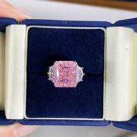 wholesale S925 sterling silver viral TikTok ring for women, sakura pink, radiant cut, ice flower cut, moon ring, factory direct-White Diamond-CBJZ213>9