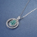 S925 Silver Inlaid Natural Hazardous Blue Water Jade Gourd Pendant-0-2