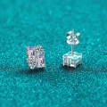 S925 Silver Full Moissanite Women's Rectangular Stud Earrings-0-1