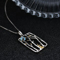wholesale S925 silver Italian craftsmanship abstract designer necklace pendant inlaid with natural topaz-0-3