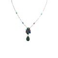 wholesale Metal material: 925 sterling silver gold plated Pendant chain with high-carbon diamonds, fruit tapestry, emerald green flowers, and green leaves fashion women's necklace-0-4