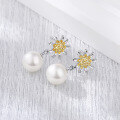 wholesale S925 Sterling Silver Summer Simple Fresh Daisy Pearl Earrings for Women, Versatile Light Luxury Mother's Day Gift-0-1