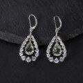 wholesale Sterling Silver S925 Natural Green Amethyst Ear Studs Earrings, Designer Light Luxury Gemstone Inlaid Natural Colored Gem Earrings-0-1