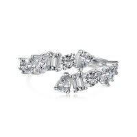 wholesale S925 Sterling Silver Women's Ring with Exquisite Butterfly Leaf Design, Geometric Zirconia Pavé Setting for a Premium Feel-DY120895-SW-WH Opening adjustable