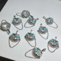 wholesale Metal material, high-end natural mineral turquoise owl pendant women's ins lightweight luxury versatile-0-2