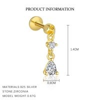 wholesale S925 Sterling Silver Irregular Zircon Star Earrings, Round Small Niche Design。-E4720-Gold/Single 925 Silver