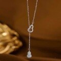 wholesale S925 Sterling Silver Maker's Light Luxury Gourd Pendant Necklace for Women, Sweet and Niche Design with Hollow-Out Gourd Collarbone Chain-0-2