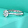 wholesale Platinum S925 Moissanite Six-Prong Ring for Women, Non-Tarnish Engagement Jewelry, Closed Setting, White Gold Tone, Wholesale, Inlaid-0-1