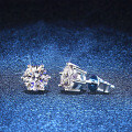 S925 Silver Gold-Plated D Color Moissanite Six-Prong Stud Earrings-0-5