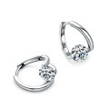 Sterling Silver Double-Layer Earrings with Moissanite, Minimalist Design for Women-0-6