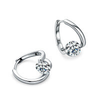 Sterling Silver Double-Layer Earrings with Moissanite, Minimalist Design for Women.-[Dazzling] - White Gold  925 Silver