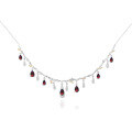 wholesale S925 silver designer-style high-end gemstone necklace with floral-inspired design and natural topaz-0-7