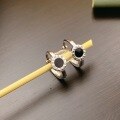 wholesale S925 Sterling Silver Round Black Roman Pattern Ear Clasp, Fashionable and Unique New Korean Version High-End Design Ear Accessories-0-2