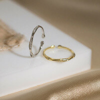 wholesale S925 Sterling Silver Diamond-Embedded Twisted Open Ring for Bestie, Internet-Famous Niche Unisex Jewelry R00207-S925 silver ring gold opening adjustable