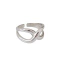 wholesale S925 Sterling Silver JF243 Korean Style Hollow-Out Minimalist Cross Open Ring for Women-0-4