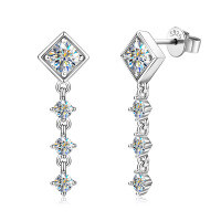S925 Sterling Silver D-color Moissanite Bow Earrings-Style Y [Clearance Sale with Free Shipping] K Silver  925 Silver