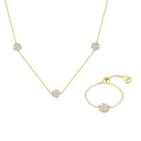 wholesale S925 Sterling Silver Flower Necklace With Zirconia Petals, A Unique And Elegant Pendant For Women-Single two-piece combination 925 silver