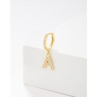 wholesale 925 Sterling Silver Amazon Cross-border Single Alphabet Earrings for Women, Fashion Hoop Ear Cuff, Versatile Ear Accessories-A single 925 silver