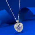 wholesale S925 Silver New Style 8*8mm Lavender Purple Ice-Cut Heart Pendant Live Selling Hot Item-0-1