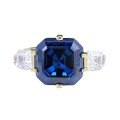 wholesale S925 Silver New Royal Blue Asscher Cut 12*12mm Ring, Simple, Stylish, and Versatile-0-4