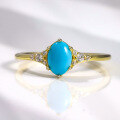 wholesale Vintage elegant synthetic turquoise ring for women in gold, high-quality S925 sterling silver inlaid with gemstone-0-0