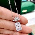 wholesale S925 Silver New 8*12 European Style Simulated Diamond Pendant Necklace Sparkling Choker-0-0