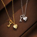wholesale S925 Sterling Silver Minimalist Ins Heart Key Necklace For Women, A Small-design Luxury-0-3