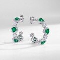 wholesale S925 sterling silver gold-plated light luxury French elegant cultivated emerald hoop earrings for women, high-end sense accessory-0-2