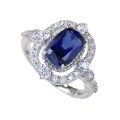 wholesale S925 Silver, Zhuo Zhifan New 6*9mm Simulated Blue Diamond Ring, Luxurious and Stylish European and American Hot-Selling Design-0-4