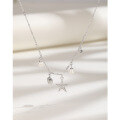 wholesale 925 Sterling Silver Shell Starfish Necklace for Women, Ins, Fresh and Sweet, Diamond-Accented Pearl Elegant Collarbone Chain-0-0