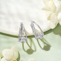 Sterling Silver Double-Layer Earrings with Moissanite, Minimalist Design for Women-0-0