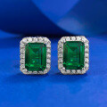 wholesale S925 Silver European and American Vintage Style Cultivated Emerald Cut 6*8 Earrings, Versatile Summer Women's Jewelry-0-0