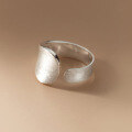 wholesale 925 Sterling Silver Irregular Brushed Wide Band Ring Ins Hip-Hop Hong Kong Style Niche Open-End Design Ring R00742-0-3