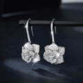 wholesale S925 sterling silver plated gold D-color moissanite camellia ear hooks with luxurious tassel and full diamond, in the style of Instagram influencers-0-1