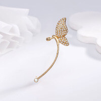 wholesale Metal summer fresh butterfly ear clips without piercing, fashionable, girly, niche, elegant, and luxurious ear accessories-xb1116-gold (single)