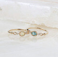 wholesale 9K Gold Art Jewelry Spring New Collection Japanese Minimalist Niche Style Apatite and White Zircon Ring-0-3