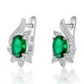 wholesale S925 Sterling Silver Emerald Flower Earrings, Luxe Elegant Vintage Advanced Banquet Floral Accessories-0-4