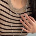 wholesale S925 Sterling Silver Pig Nose Necklace for Women, Fashionable Minimalist Cold Style, Spring and Summer Long and Short Layering Chain, High-end Feel-0-5