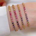 wholesale S925 Sterling Silver with Colorful Diamonds Red Elk Full-Body Row Diamond Bracelet, Luxe French-inspired Minimalist Row Diamond Bangle, High-End Feel for Commuting-0-2