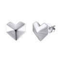wholesale 14K gold-plated 925 sterling silver geometric heart stud earrings, sweet and edgy Korean-style accessories-0-5