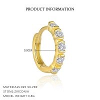 wholesale S925 Sterling Silver Wholesale Square Earrings With Rhinestones, Minimalist And Fashionable-E4817-Gold/Pair 925 Silver