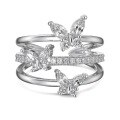 wholesale S925 Sterling Silver New Korean Style Open Adjustable Ring for Women, Surrounding Butterfly Zirconia Inlaid Hollow Stackable Ring for Wholesale-0-4