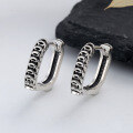 wholesale S925 sterling silver retro antique square lucky coin ear clips ethnic style wealth from all directions earrings-0-0