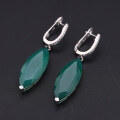 wholesale S925 Silver Custom Green Agate Ring Necklace Earrings Three-Piece Set Natural Colored Gemstone Jewelry Suite-0-2