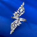 wholesale S925 silver new ins-style ring with simulated marquise diamond openable minimalist ring for export-0-5