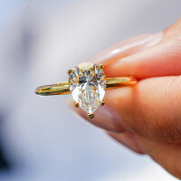 18K Gold Plated S925 Silver Moissanite Pear-Shaped Halo Ring-2ct (set with moissanite)  9 yards